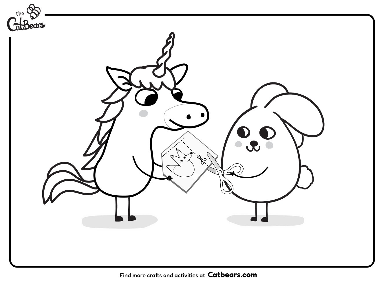 Раскраска Catbears – Единорог и Кролик